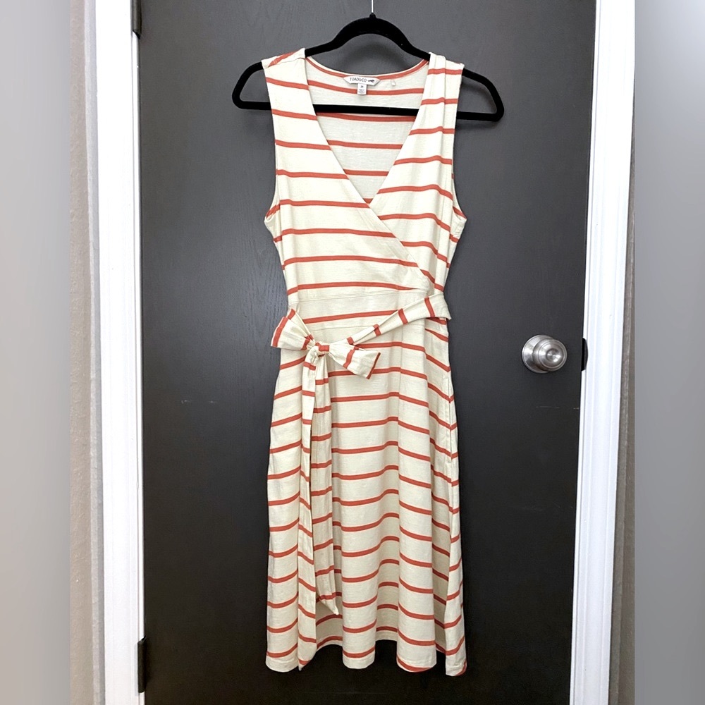 Toad&Co Cue Wrap Sleeveless Dress Cream and Red